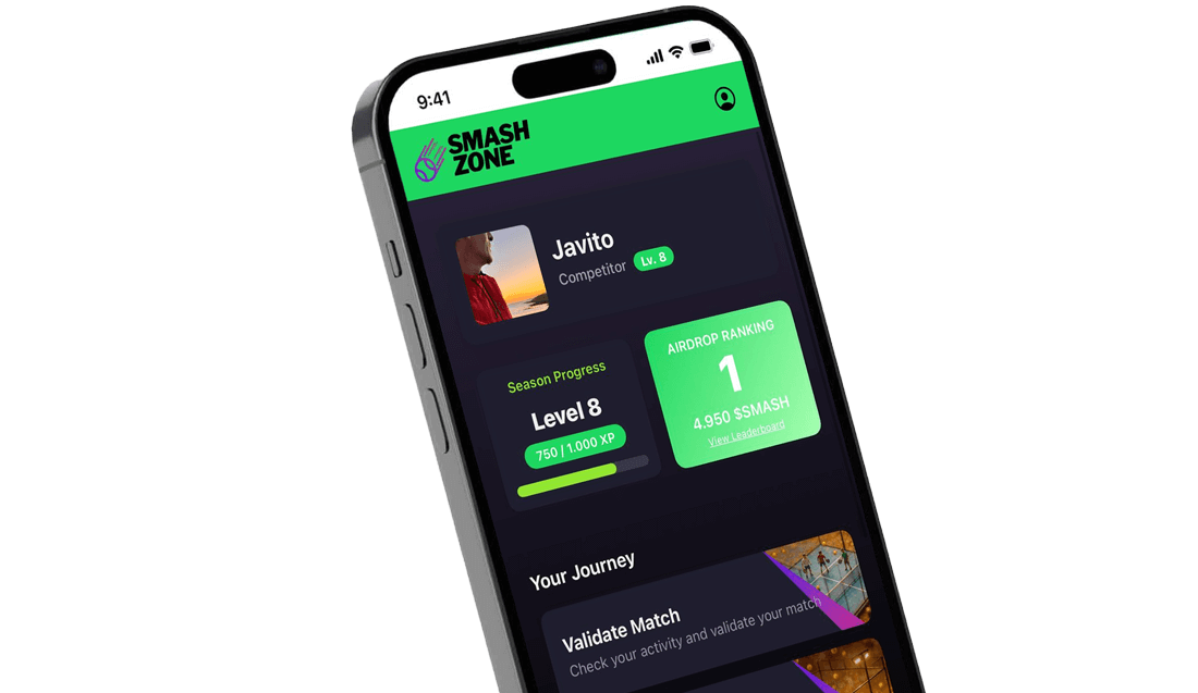 SmashZone App en un smartphone